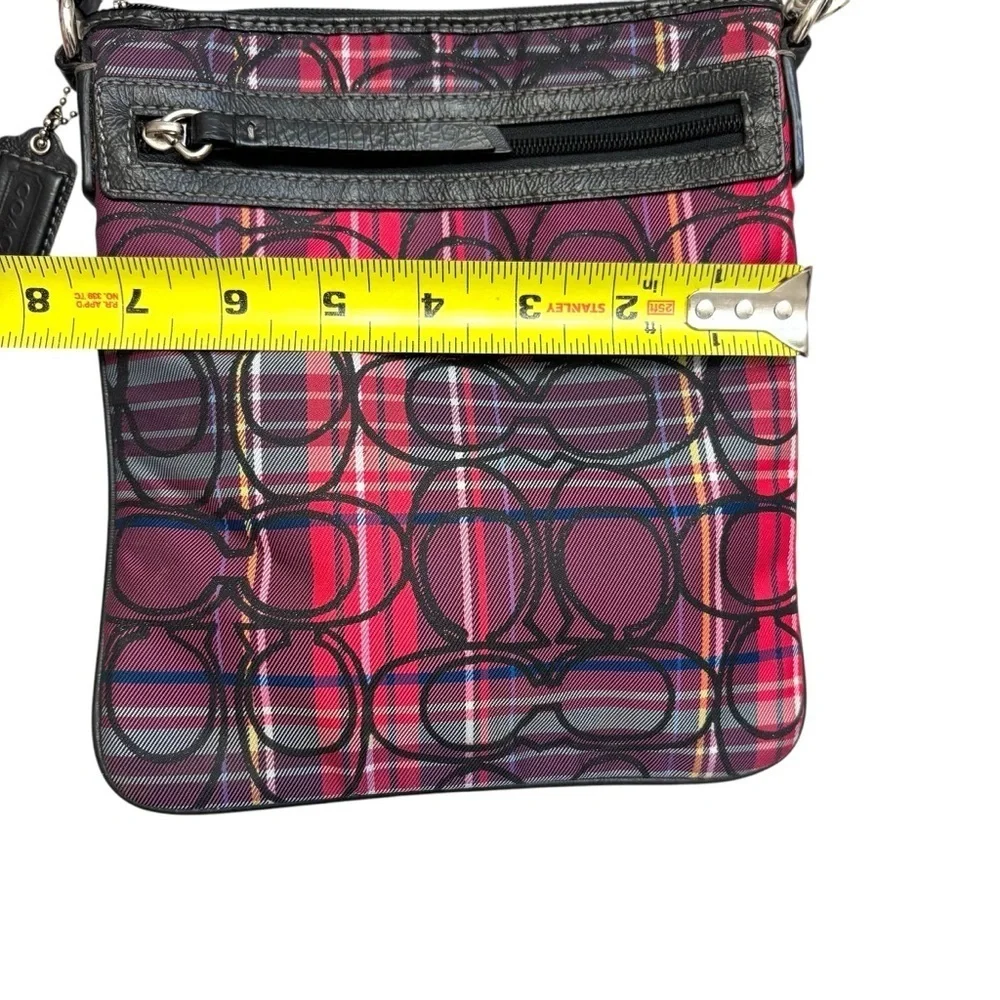Coach pink/purple tartan poppy crossbody bag Y2K